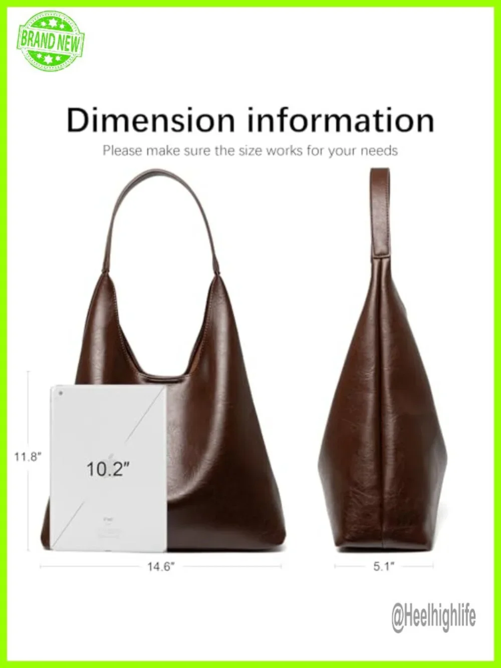 Large Capacity Soft Faux Leather Hobo Shoulder Bag with Inner Pouch